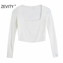 Load image into Gallery viewer, ZEVITY Women Knitted Long Sleeve Crop Top