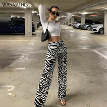 Load image into Gallery viewer, WANNATHIS Women Zebra Print Wide Leg Pants