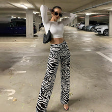 Load image into Gallery viewer, WANNATHIS Women Zebra Print Wide Leg Pants