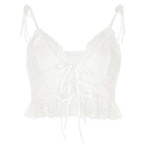 HEYOUNGIRL Women Frill Lace Sexy Crop Top