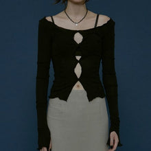 Load image into Gallery viewer, MEIHUIDA Women Solid Hollow Out Long Sleeve Top