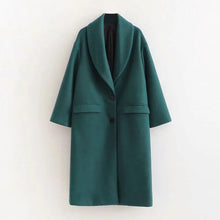 Load image into Gallery viewer, AACHOAE Women Green Long Vintage Woolen Coat