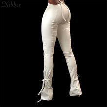 Load image into Gallery viewer, NIBBER Women Bandage Hollow Style PU Leather Pants