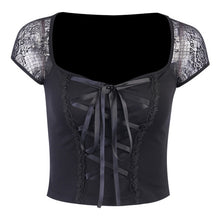 Load image into Gallery viewer, INSGOTH Women Retro Lace Goth Mesh Top