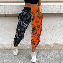 Load image into Gallery viewer, LIPSWAG Women Skull Pattern Print Patchwork Pants