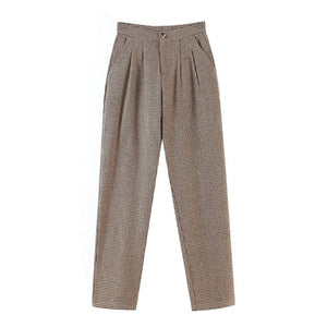 AACHOAE Women Plaid Loose Wool Pants