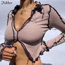 Load image into Gallery viewer, NIBBER Women Patchwork Punk Style Design Mesh Crop Top