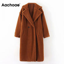 Load image into Gallery viewer, AACHOAE Casual Double Breasted Fleece Turn Down Collar Lamb Fur Coat