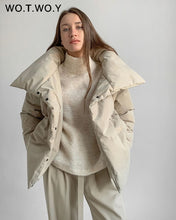 Load image into Gallery viewer, WOTWOY Women Oversized Cropped Padded Jacket