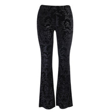Load image into Gallery viewer, INSGOTH Women Retro Gothic Print Black Flare Pant