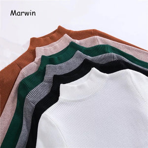MARWIN & FRIEND Women Long Sleeve Knitted Slim fit Pullover