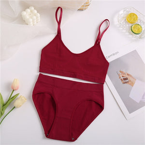 FINETOO Women Seamless Cotton Bra And Underwear Set