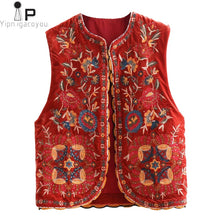 Load image into Gallery viewer, YIPN.IGACOYOU Women Vintage Floral Embroidery Sequins Velvet Vest