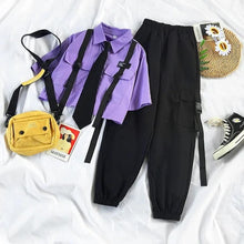 Load image into Gallery viewer, HWLZLTZHT Women High-Waist Straight Ribbon Cargo Pants and Top
