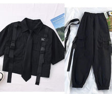 Load image into Gallery viewer, HWLZLTZHT Women High-Waist Straight Ribbon Cargo Pants and Top