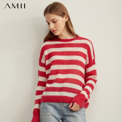 AMII Women Striped Knitted Sweater