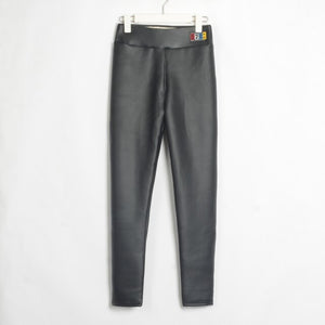 WIXRA Women Skinny High Elastic Waist Faux Leather Pants