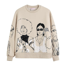 Load image into Gallery viewer, TANGADA Women Character Print Gray Oversize Sweatshirts
