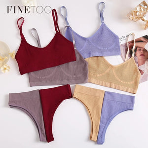 FINETOO Women Seamless Cotton Bra And Underwear Set