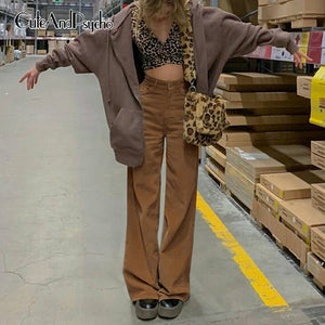 CUTE AND PSYCHO Women Vintage Oversized Corduroy Baggy Pants