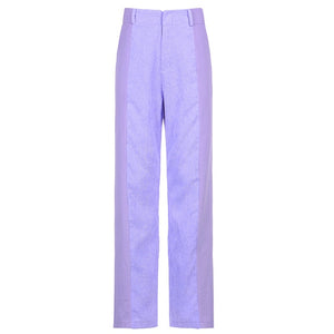 CUTE AND PSYCHO Women Patchwork High Waist Wide Leg Trouser