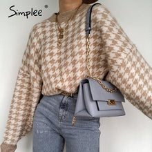 Load image into Gallery viewer, SIMPLEE Women Geometric Knitted Sweater