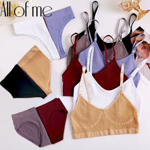 ALLOFME Women 2PCS Top And Bottom Bra Set