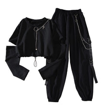 Load image into Gallery viewer, HWLZLTZHT Women Two-piece Suit Chain Long Sleeve+Ribbon Pants