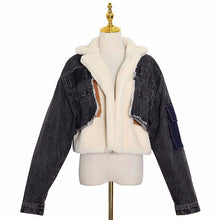 Load image into Gallery viewer, TWOTWINSTYLE Women Patchwork Wool Denim Jacket