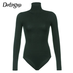 DARLINGAGA Casual Solid Skinny Turtleneck
