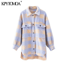 Load image into Gallery viewer, KPYTOMOA Women Oversized Checked Woolen Jacket