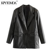Load image into Gallery viewer, KPYTOMOA Women Faux Leather Loose Coat