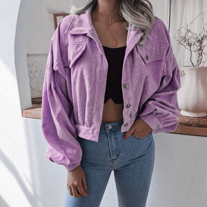 ELSVIOS Women Corduroy Lantern Jacket