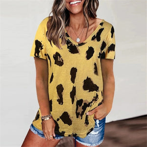 LUSOFIE Women Leopard V Neck Long Sleeve Loose Top