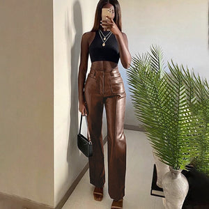 INSTAHOT Women Faux Leather Pants