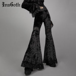 INSGOTH Women High Waist Flared Pants