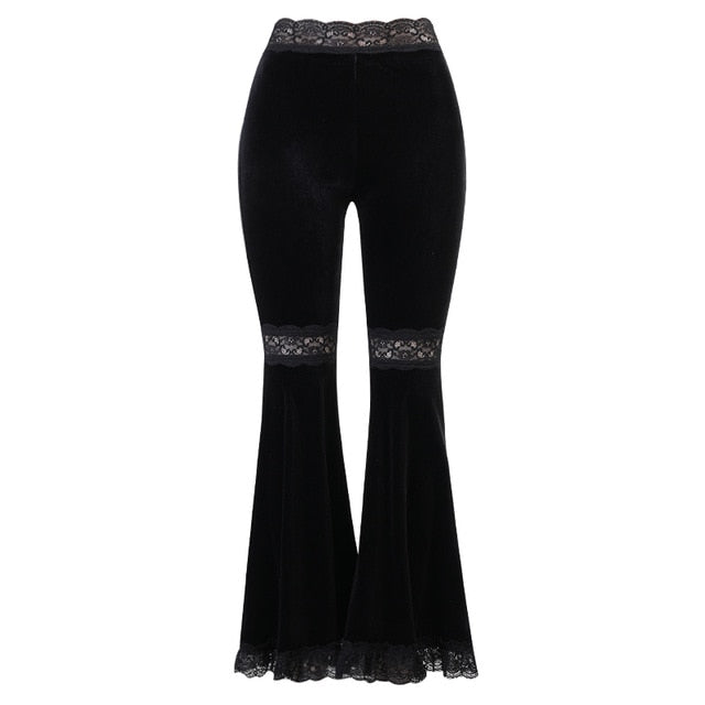 INSGOTH Women High Waist Flared Pants