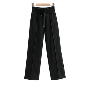 WIXRA Women Drawstring Wide Leg Casual High Elastic Waist Pants