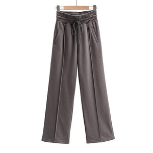 WIXRA Women Drawstring Wide Leg Casual High Elastic Waist Pants