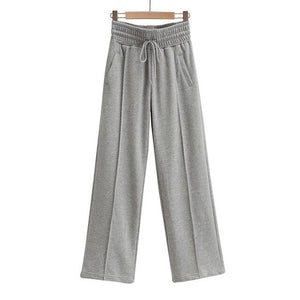 WIXRA Women Drawstring Wide Leg Casual High Elastic Waist Pants