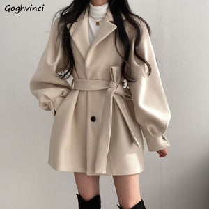 GOGHVINCI Women Wool Blend Slim Fit Coat