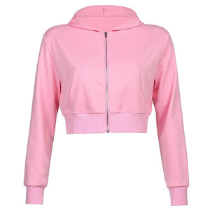 SUCHCUTE Women Cropped 90s Aesthetics Zip Up Sweatshirt