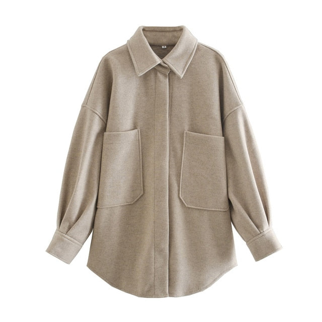 PUWD Women Long Loose Wool Shirt