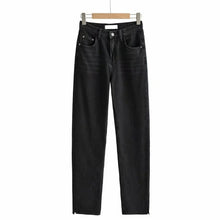Load image into Gallery viewer, WIXRA Women Cotton Side Cut High Waist Jeans