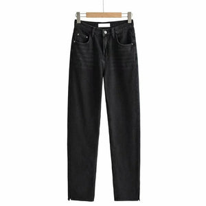 WIXRA Women Cotton Side Cut High Waist Jeans