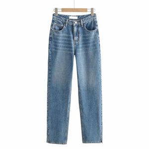 WIXRA Women Cotton Side Cut High Waist Jeans