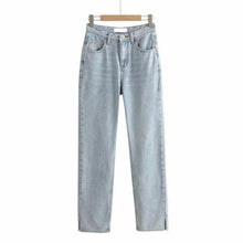 Load image into Gallery viewer, WIXRA Women Cotton Side Cut High Waist Jeans