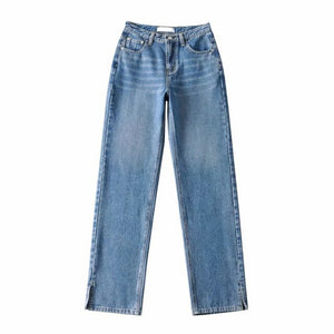 WIXRA Women Cotton Side Cut High Waist Jeans