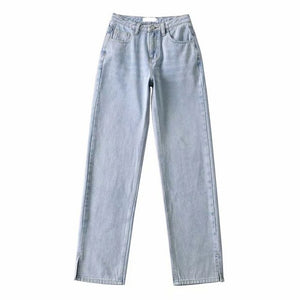 WIXRA Women Cotton Side Cut High Waist Jeans