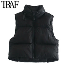 Load image into Gallery viewer, TRAF Women Cropped Padded Vintage Sleeveless Zip-Up Vest